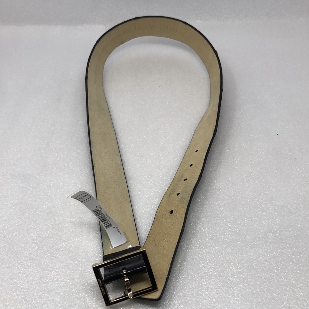 Nine West Belt Patchwork Brown Size Medium Square Gold Tone Buckle - Picture 12 of 13